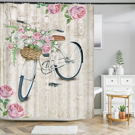 European Retro Flower Shower Curtains Bath Curtain Bathroom Waterproof 3d Printing Polyester Fabric With Home Decor Mat