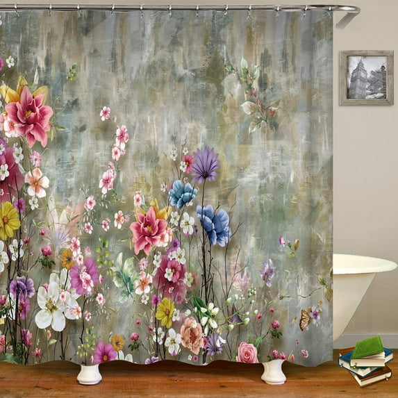 European Retro Flowers Bathroom Curtains Green Leaf Plant Waterproof Polyester Shower Curtain Nordic Home Bath Room Decoration