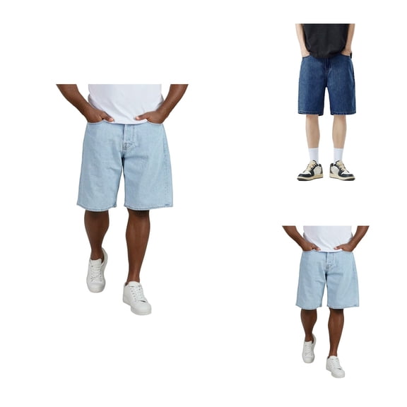 European Retro Men's Casual Loose Denim Shorts, Vintage Wide Leg Jorts with Baggy Fit, Y2K Streetwear Hip Hop Style, Comfortable Trendy Denim Shorts