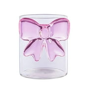 European Retro Pink Bow Glass Cup with Exquisite Craftsmanship, Elegant Texture Decorative Drinkware for Party, Date, and Home Bar - 7x7x9cm Glassware Gift Set