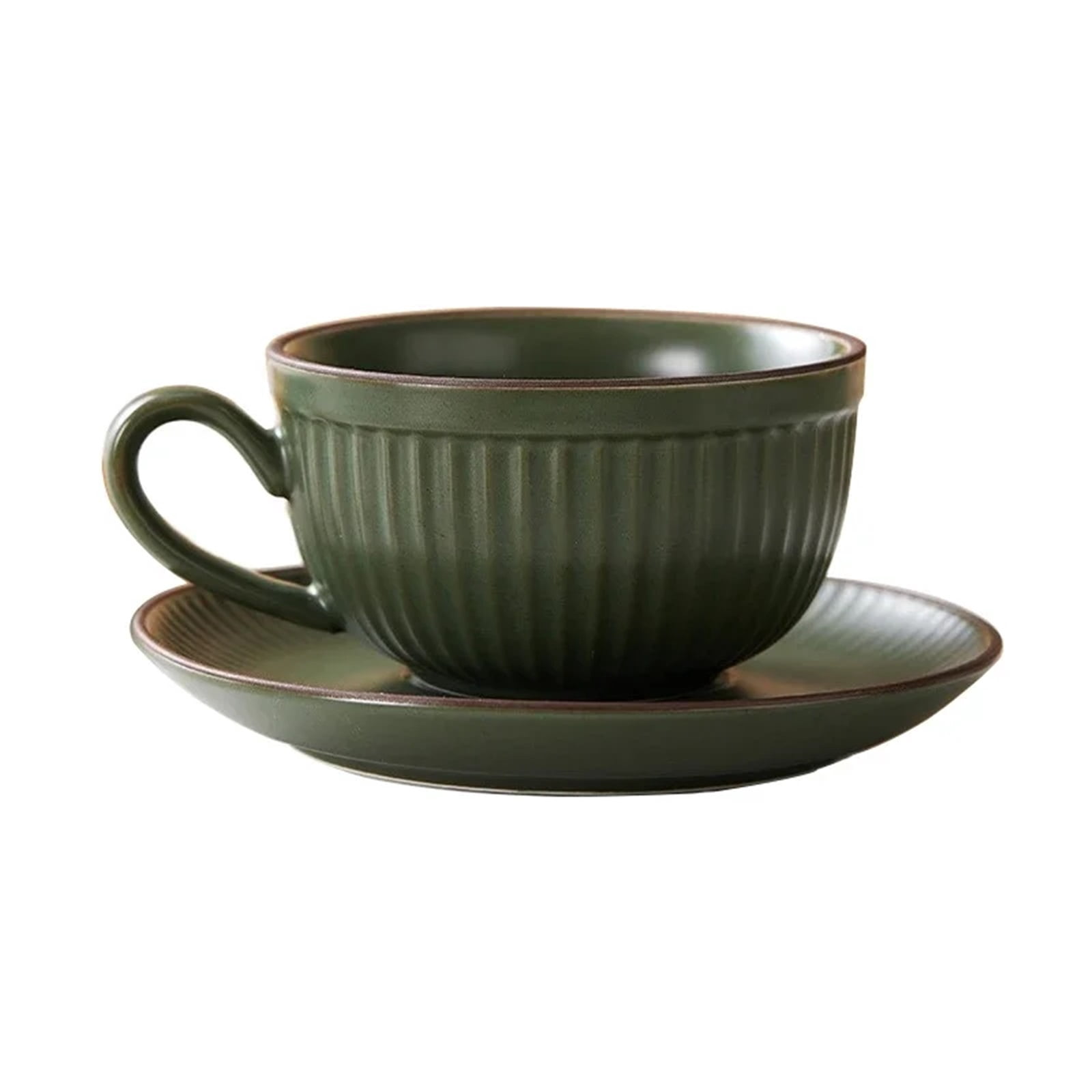 European Retro Style Ceramic Mugs Pumpkin Striped Coffe Cup with Saucer Afternoon Tea Cup Espresso Latte Mug Kitchen Water Cup