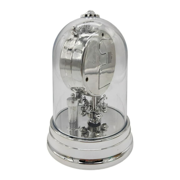 European Retro Table Clock Antique Round Quiet Alarm Clock Desk Clock with Clear Clock Cover for Bedroom Home Decors