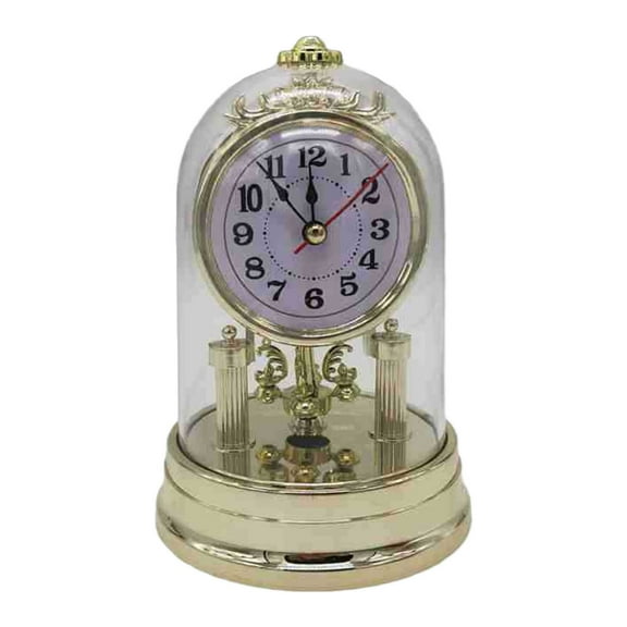 European Retro Table Clock Antique Round Quiet Alarm Clock Desk Clock with Clear Clock
