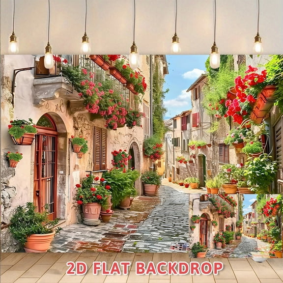 European Retro Town Street View Backdrop, Suitable for Studio Photography, Live Streaming Backdrop, B&B Wall Decoration, Cafe Ambience Setup, Wedding Party Scene Layout