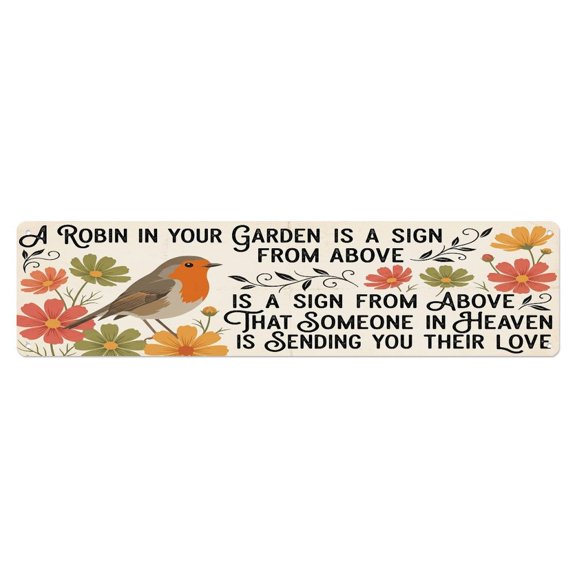 European Robin Heaven Love Cosmos Vintage Metal Tin Sign Plaque Wall Decor for Cafe, Club, Garden Metal Poster 4x16Inch