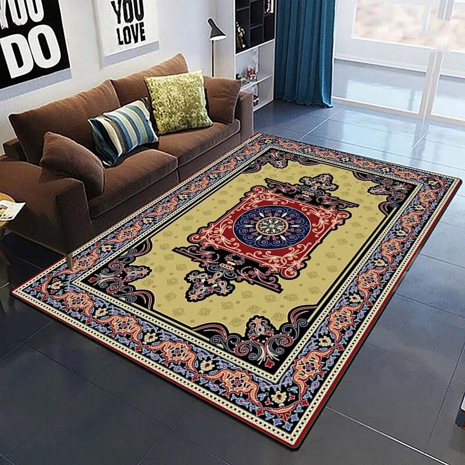 European Rococo Medieval Pattern Decorative Square Rug Modern House ...