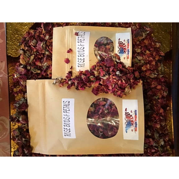 European Rose Buds and Petals, EcoProd Wild Crafted, Pure, Edible, for Tea, Naturally Dried 2 oz.