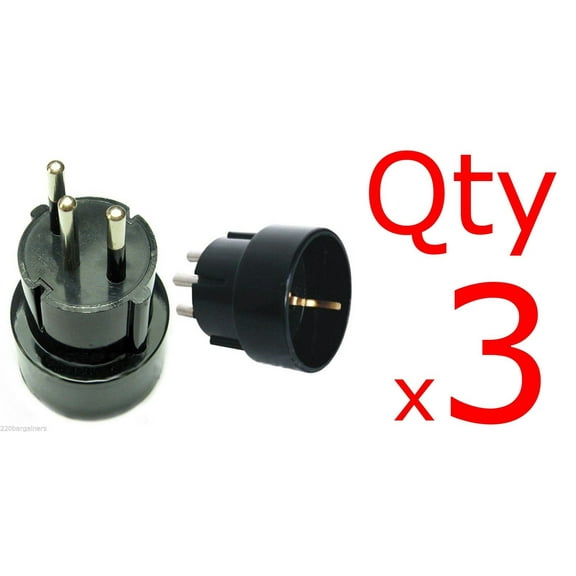 European Schuko Plug to Switzerland Style 3 Prong Plug Adapter 3PK