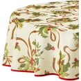 thumbnail image 1 of European Seasonal Christmas Ribbons Tablecloth Beige 60" Round, 1 of 10
