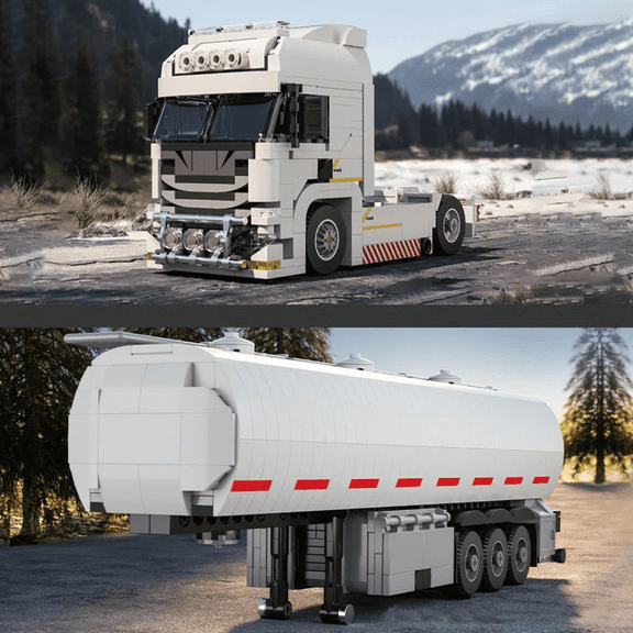 European Semi Trucks Building Set, Transport Cars Construction Vehicle Models with Micro Bricks for Boys Birthday Easter Gifts