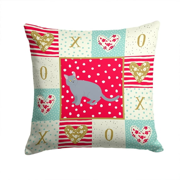 European Shorthair 3 Cat Love Fabric Decorative Pillow Red