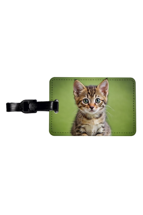 European Shorthair Cat Kitten Photo Faux Leather Travel Luggage Tag