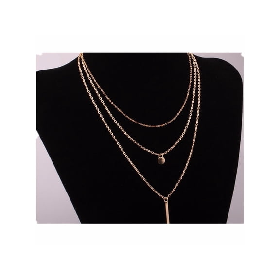 European Simple Sequins Bar Coin Multilayer Chain Necklaces For Women Jewelry - Gold