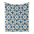 thumbnail image 1 of European Soft Flannel Fleece Blanket, Portuguese Ceramic Classic Tilework Building Artisan European Inspired Image Print, Cozy Plush for Indoor and Outdoor Use, 50" x 60", Royal Blue, by Ambesonne, 1 of 5
