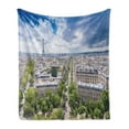 thumbnail image 1 of European Soft Flannel Fleece Throw Blanket, Aerial Paris Eiffel Tower French Heritage Culture Architecture Image, Cozy Plush for Indoor and Outdoor Use, 50" x 60", Pale Blue Cream Green, by Ambesonne, 1 of 6