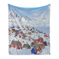 thumbnail image 1 of European Soft Flannel Fleece Throw Blanket, Snowy Greenland North Scandinavian Peaceful Frozen Winter Nordic Idyllic Image, Cozy Plush for Indoor and Outdoor Use, 70" x 90", Multicolor, by Ambesonne, 1 of 5