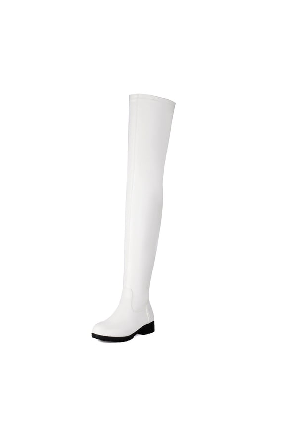 European Solid Color Flat Women's Over-The-Knee Boots for Autumn and Winter Fashion 7 White