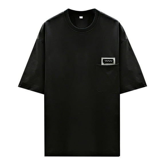 European Solid Color Men Casual T Shirt Loose Fit Round Neck Short Sleeve Comfortable Business Casual Tee for Men Men's Lightweight Crewneck Tee Tops