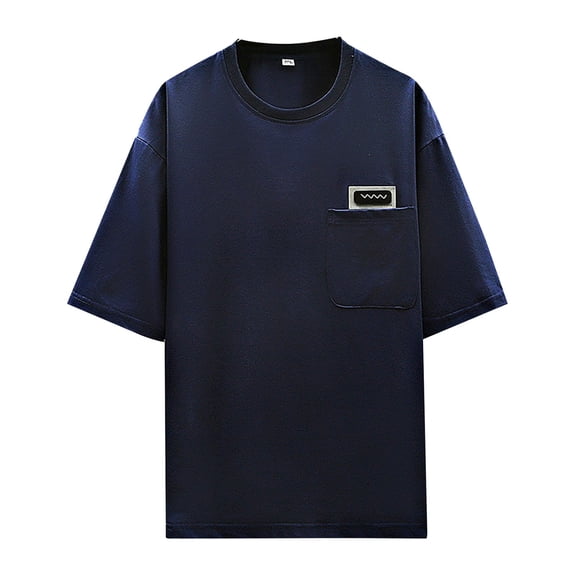 European Solid Color Men Casual T Shirt Loose Fit Round Neck Short Sleeve Comfortable Business Casual Tee for Men Men's Lightweight Crewneck Tee Tops