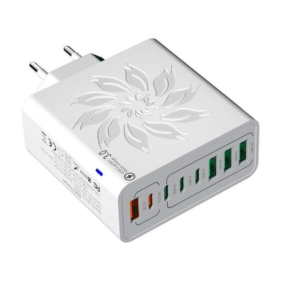 European Standard 150W 8 Port Fast Charging Station with 4 USB and 4 Type C Ports QC50 Technology Universal Mobile Phone Charger Adapter for Multiple Devices