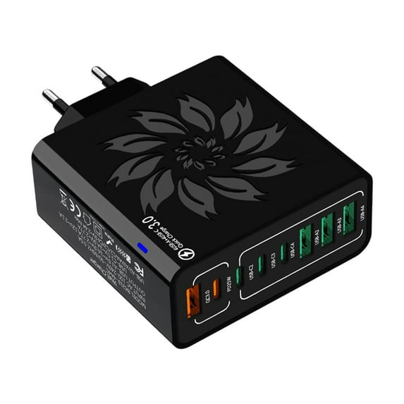 European Standard 150W 8 Port Fast Charging Station with 4 USB and 4 Type C Ports QC50 Technology Universal Mobile Phone Charger Adapter for Multiple Devices