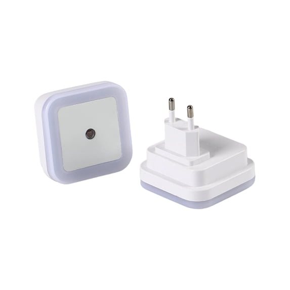 European Standard Night Light Plug-in, Square LED Smart Sensor Nightlight with Dusk-to-Dawn Control, EU Plug Energy-Saving Light, 4 Colors