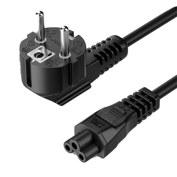 European Standard Power Cord Europlug with Two Round Pins and Three Pronged Connector for Electronics and Projectors