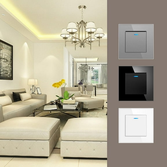 European Standard Single Control Rocker Switch Tempered Glass Panel Light Switch for Home Hotel Office