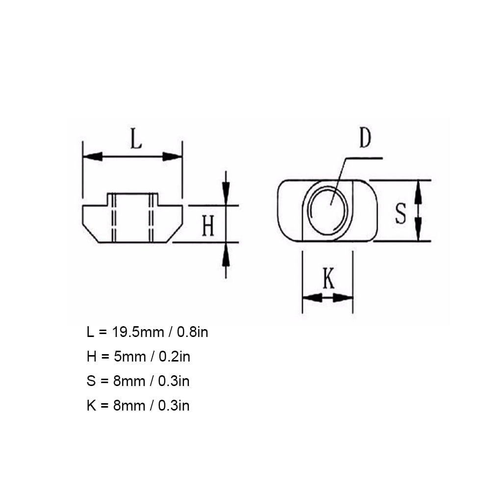 European Standard T Nut, 100 Pcs Carbon Steel Material With 4 Models