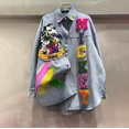 thumbnail image 1 of European Station 2026 Fall New Fashion Cartoon Embroidery Shirt For Women, Long And Loose Fit, Versatile Denim Jacket, 1 of 6
