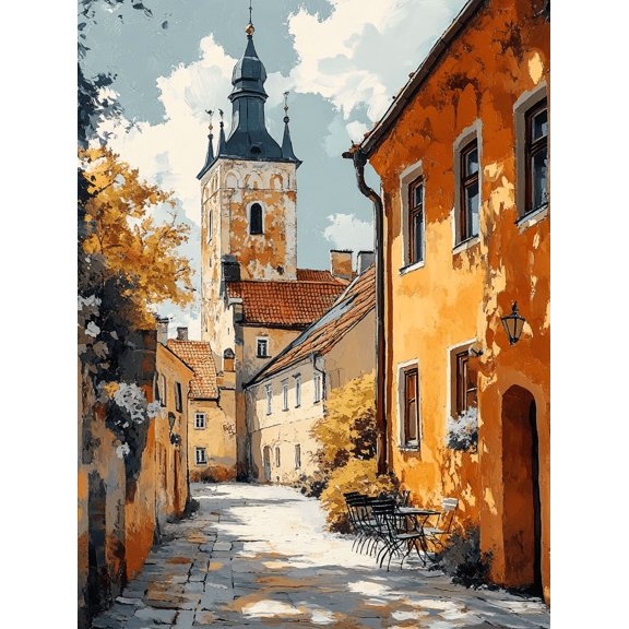 European Street Scene Canvas PaintingSuitable for Living RoomDining RoomOfficeHotel Decoration