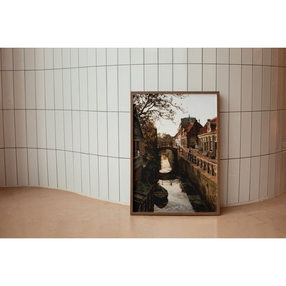 European Street Scene, Village Road Print, Vintage Art, , 079 Home Decor #325, Unframed Canvas Size 12x18