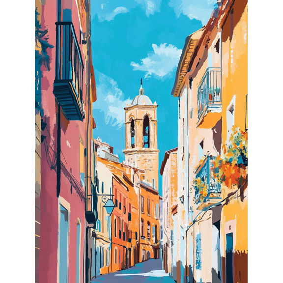 European Street View Canvas PaintingSuitable for Living Room Bedroom Kitchen Office and Hotel Decoration.