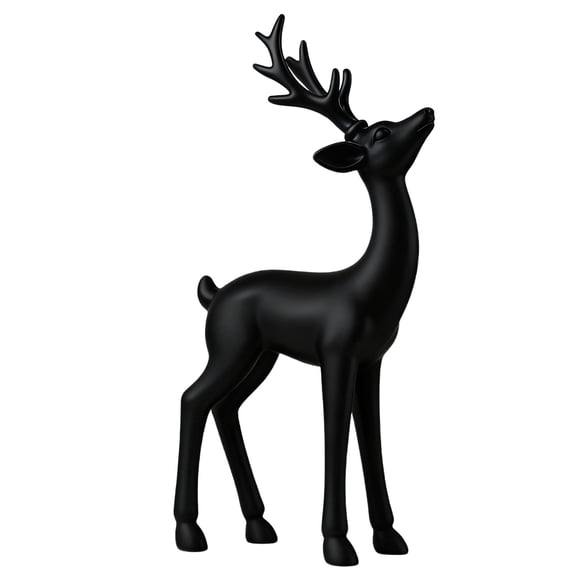 European Style Antique Finish Metal Look Deer Statue, Stag Sculpture for Outdoor Garden Decor, Front Porch Entryway Lawn Patio Decoration, Rustic Home Exterior Ornament, Weather Resistant Art Statue