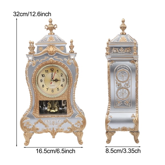 European Style Antique Table Clock Silent Sweep Second for Living Room Decor