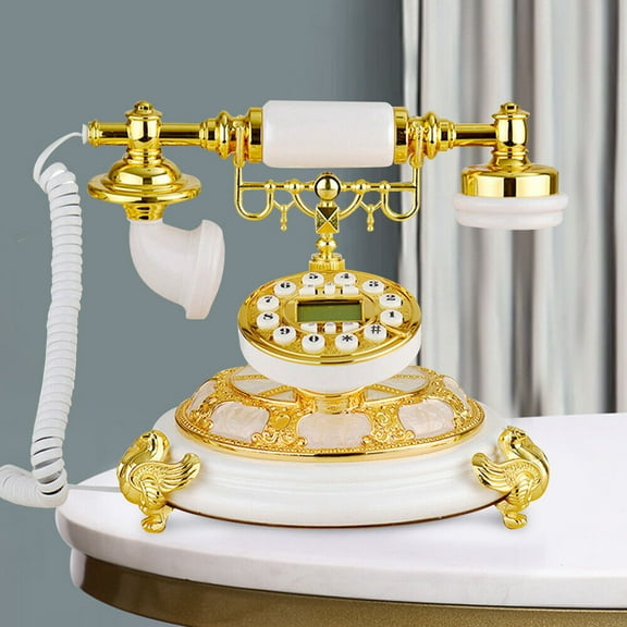 European Style Antique Telephone Old Fashioned Telephones Landline Corded Retro Phone Vintage Telephone Push Button Antique Classic Telephone for Office Home Decoration