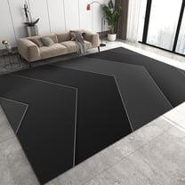 European Style Area Rug, Black Geometry V-Shaped Pattern Floor Carpet, Modern Non-slip Washable Rug for Apartment Living Room Bedroom Dining Room Decor Mat-2ft x 3ft