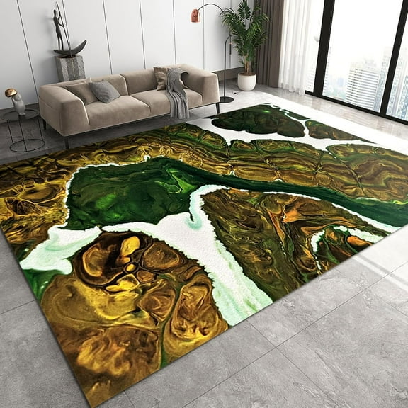 European Style Area Rugs, Abstract Paint Fluid Texture Floor Carpet, Modern Washable Non-Slip Soft Comfortable Rug for Hallway Living Room Kitchen Office Home Decor Mats 2ft x 3ft