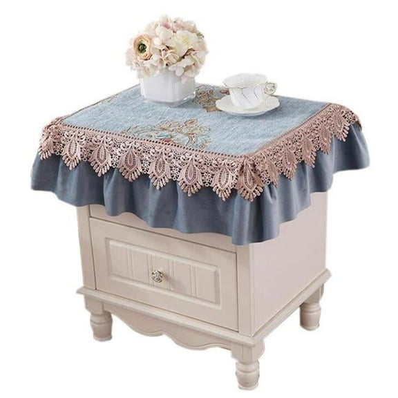 European Style Bedside Cover Lace Tablecloth Dust Cover, Largeight Blue
