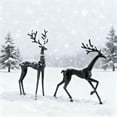 thumbnail image 1 of European-Style Black Metal Reindeer Statue Decorative Sculpture for Christmas Mantle, Entryway, Tabletop, Modern Holiday Decor for Home, Office, or Event Spaces, 1 of 7