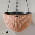 thumbnail image 1 of European Style Braid Pattern Imitation Rattan Hanging Hanging Plastic Resin Flower Pot Hanging Pot Indoor Hanging Basket (Khaki), 1 of 7