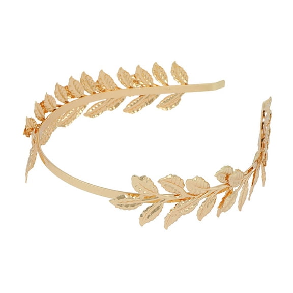 European Style Bridal Leaf Headband Metal Alloy Floral Hair Vine with Pearls Rhinestones for Wedding Prom Boho Event