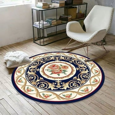European Style Carpets for Living Room Retro Bedroom r Carpet Large Area Round Rugs Anti-Slip Chair Floor Mat Lounge Rug