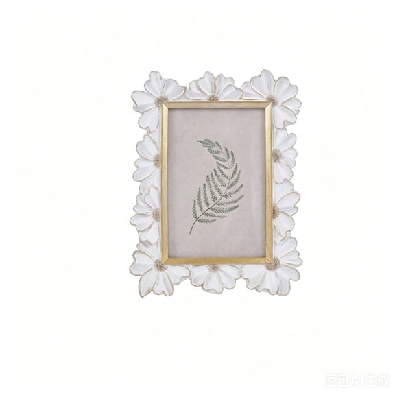 European Style Carved Resin Photo Frame With Gold Trim - White, 4x6 Inch Tabletop Display, 1 Pack