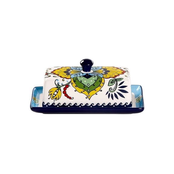 Elegant European Style Ceramic Butter Dish with Lid - Premium Cheese Storage Container for Home Kitchen and Dining