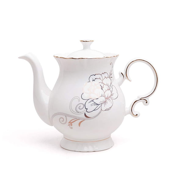 European Style Ceramic Flower Teapot Coffee Pot Water Pot Porcelain Gift Large 5.5 Cups (1, Rose)