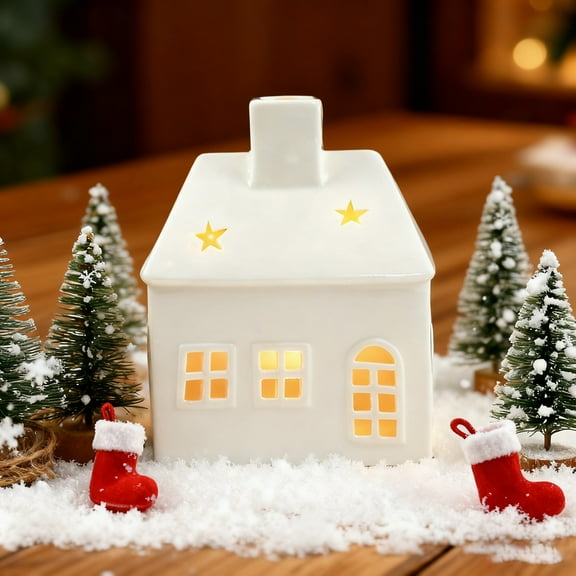 European-Style Ceramic House Led Light Crafts