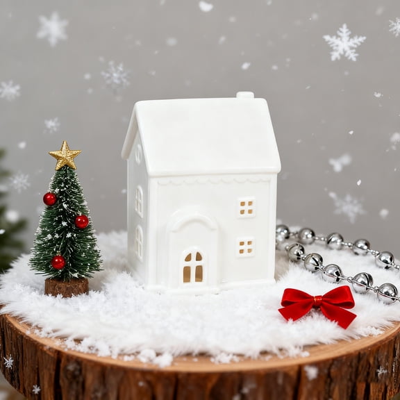 European-Style Ceramic House Led Light Crafts