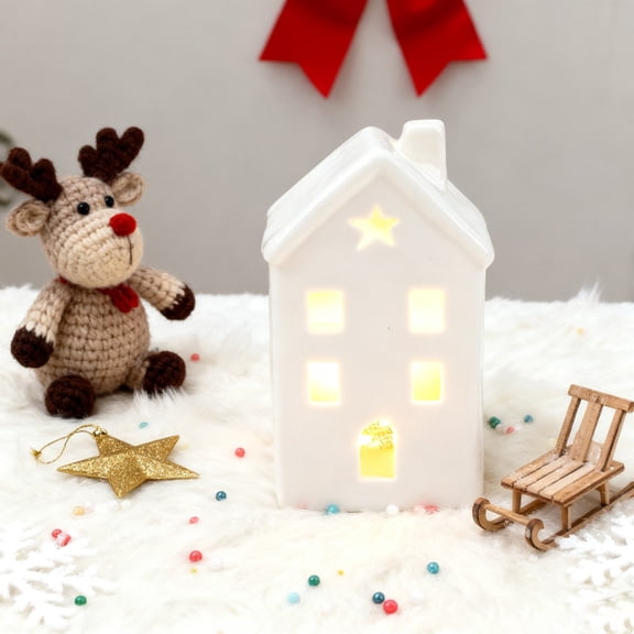 European-Style Ceramic House Led Light Crafts