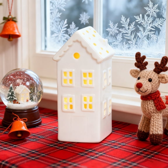 European-Style Ceramic House Led Light Crafts